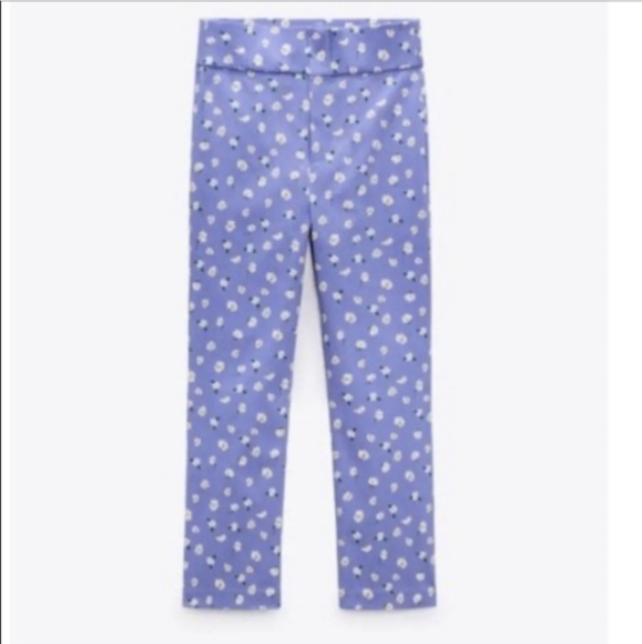 ๐ฉต๐ผ Zara Floral Cotton High Rise Slim Cropped Trouser Capris, S (XS), NWT - Picture 13 of 13